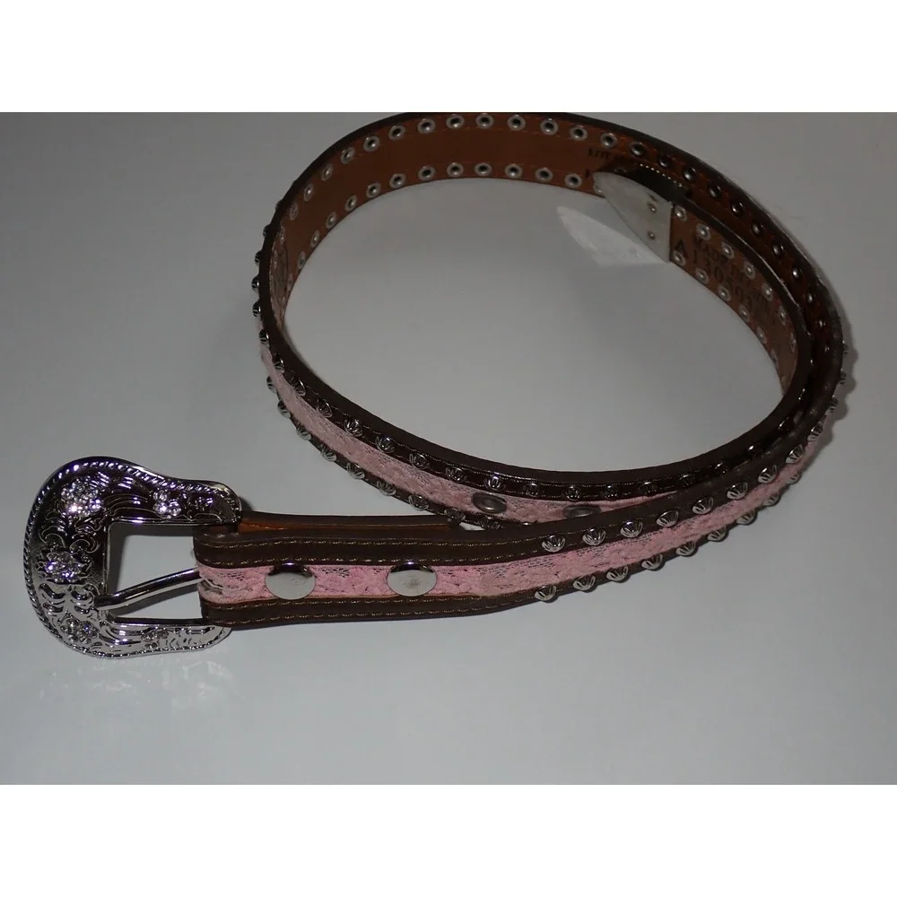 Ariat Kids Pink Lace Studded Western Belt Size 26 Cowboy Horse Show Equestrian